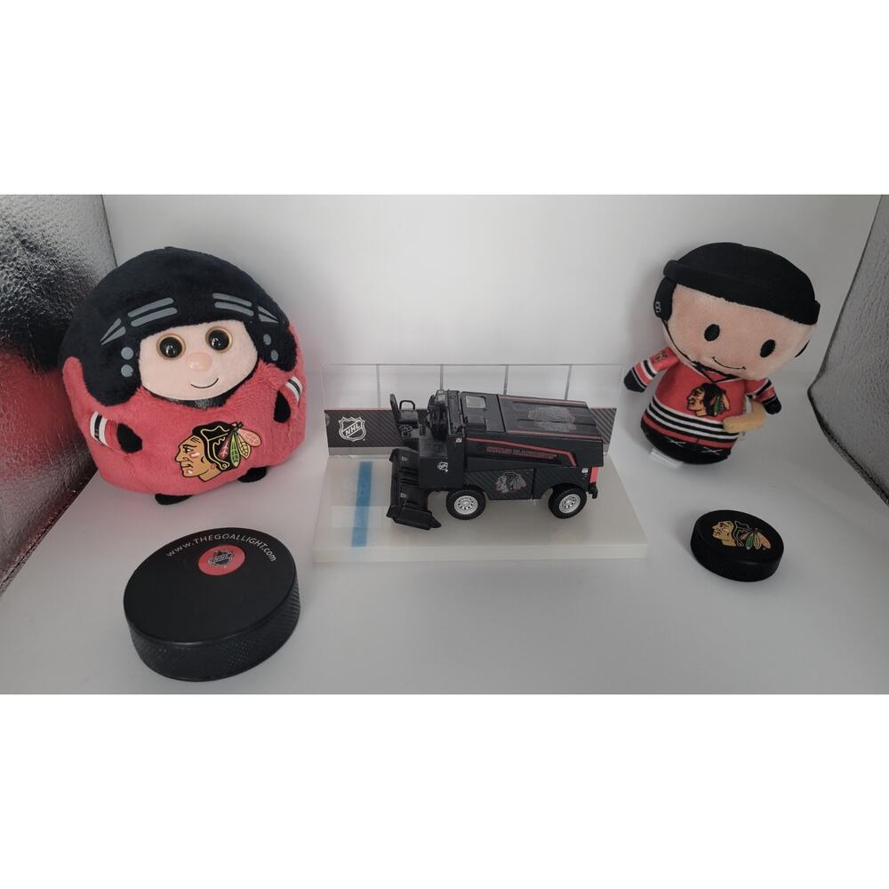 Chicago Blackhawks NHL Fan Bundle Zamboni Plush Hockey Puck Collectibles